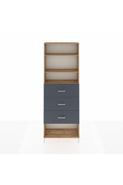 Arges Dolap 3 Raflı 3 Çekmeceli 88x30x243 Çam-Antrasit