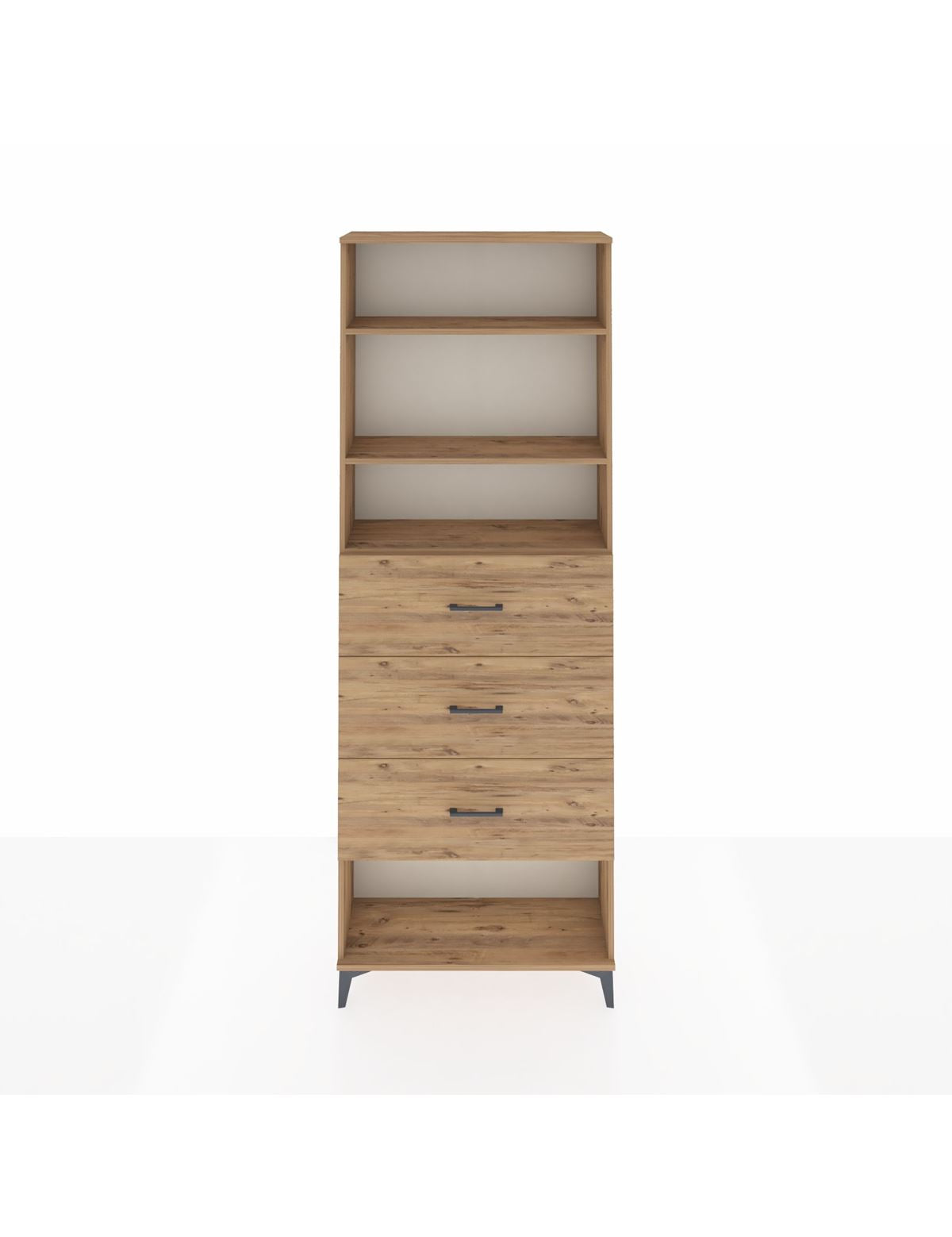 Arges Dolap 3 Raflı 3 Çekmeceli 88x30x243 Çam-Çam