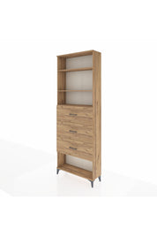 Arges Dolap 3 Raflı 3 Çekmeceli 88x30x243 Çam-Çam