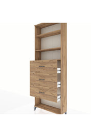 Arges Dolap 3 Raflı 3 Çekmeceli 88x30x243 Çam-Çam