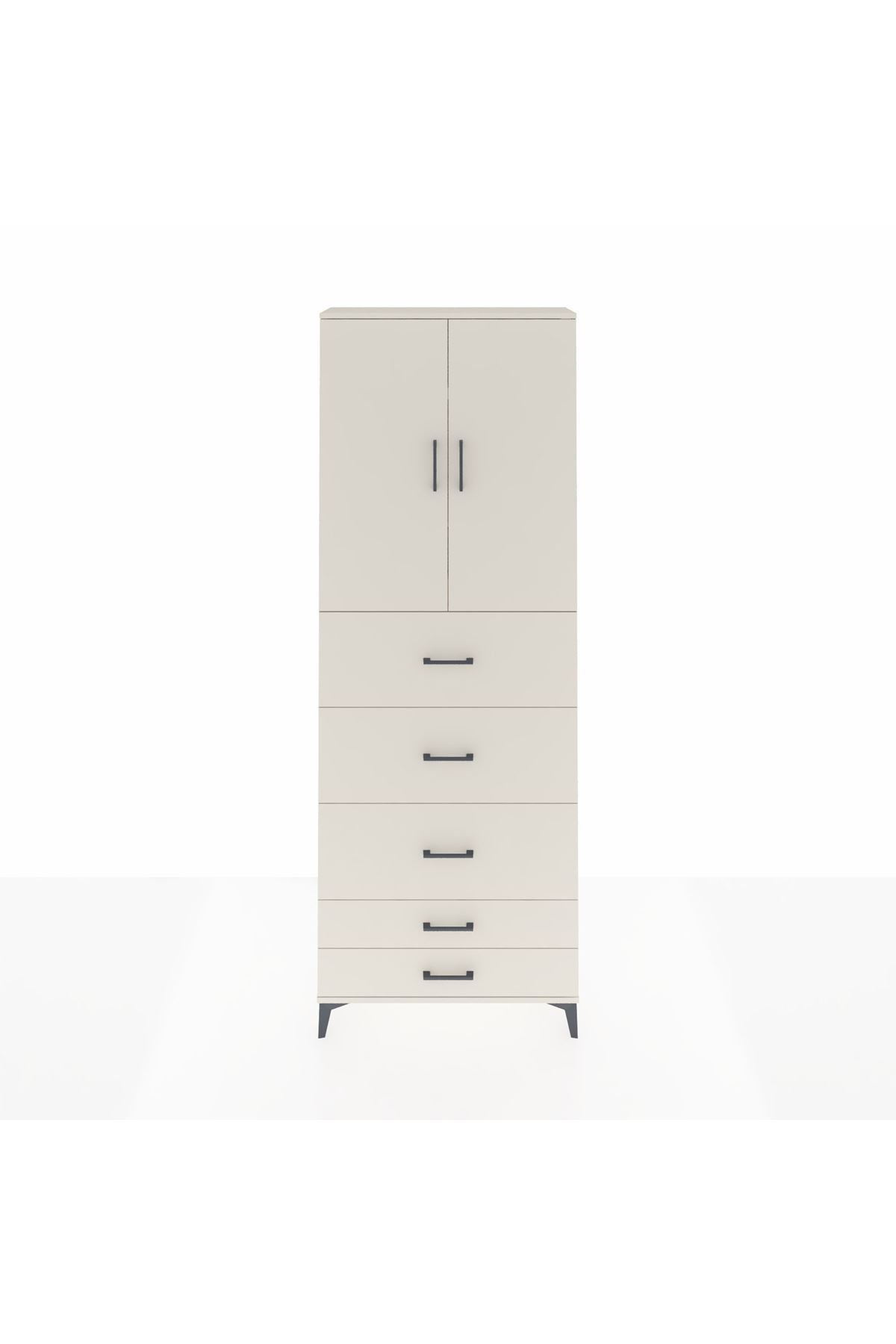 Arges Dolap 3 Raflı 5 Çekmeceli 2 Kapaklı 88x30x243 Aytaşı-Aytaşı