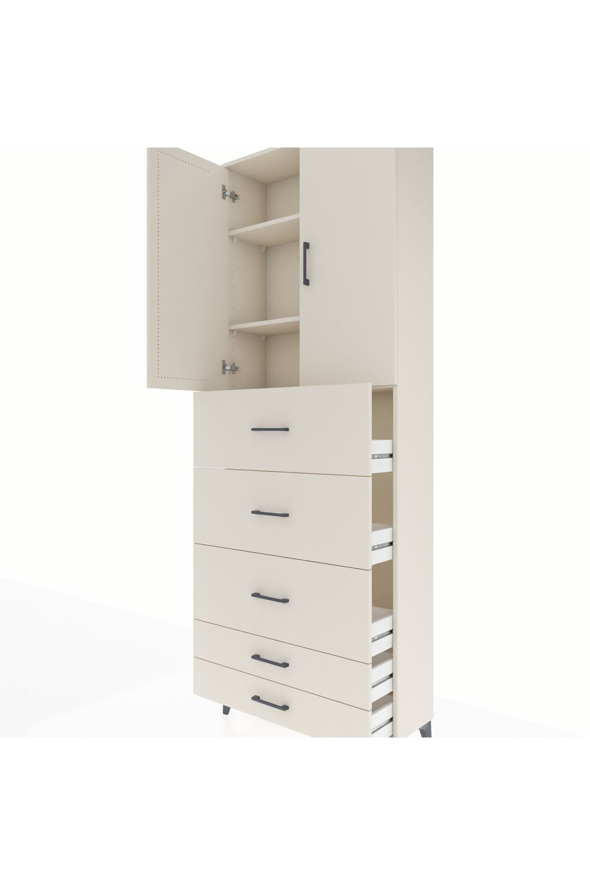 Arges Dolap 3 Raflı 5 Çekmeceli 2 Kapaklı 88x30x243 Aytaşı-Aytaşı