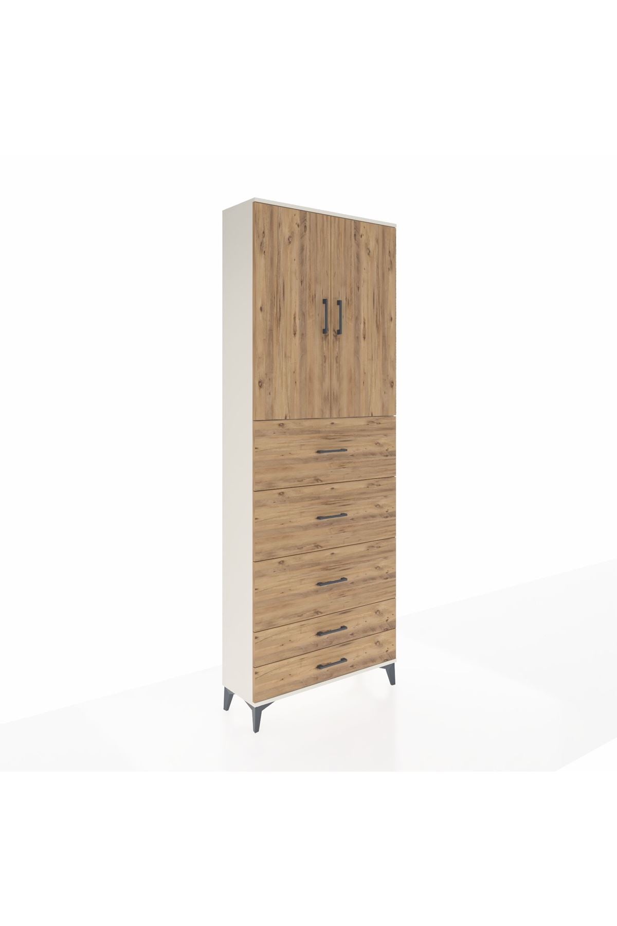 Arges Dolap 3 Raflı 5 Çekmeceli 2 Kapaklı 88x30x243 - S33M205V3A