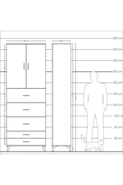 Arges Dolap 3 Raflı 5 Çekmeceli 2 Kapaklı 88x30x243 - S33M205V3A
