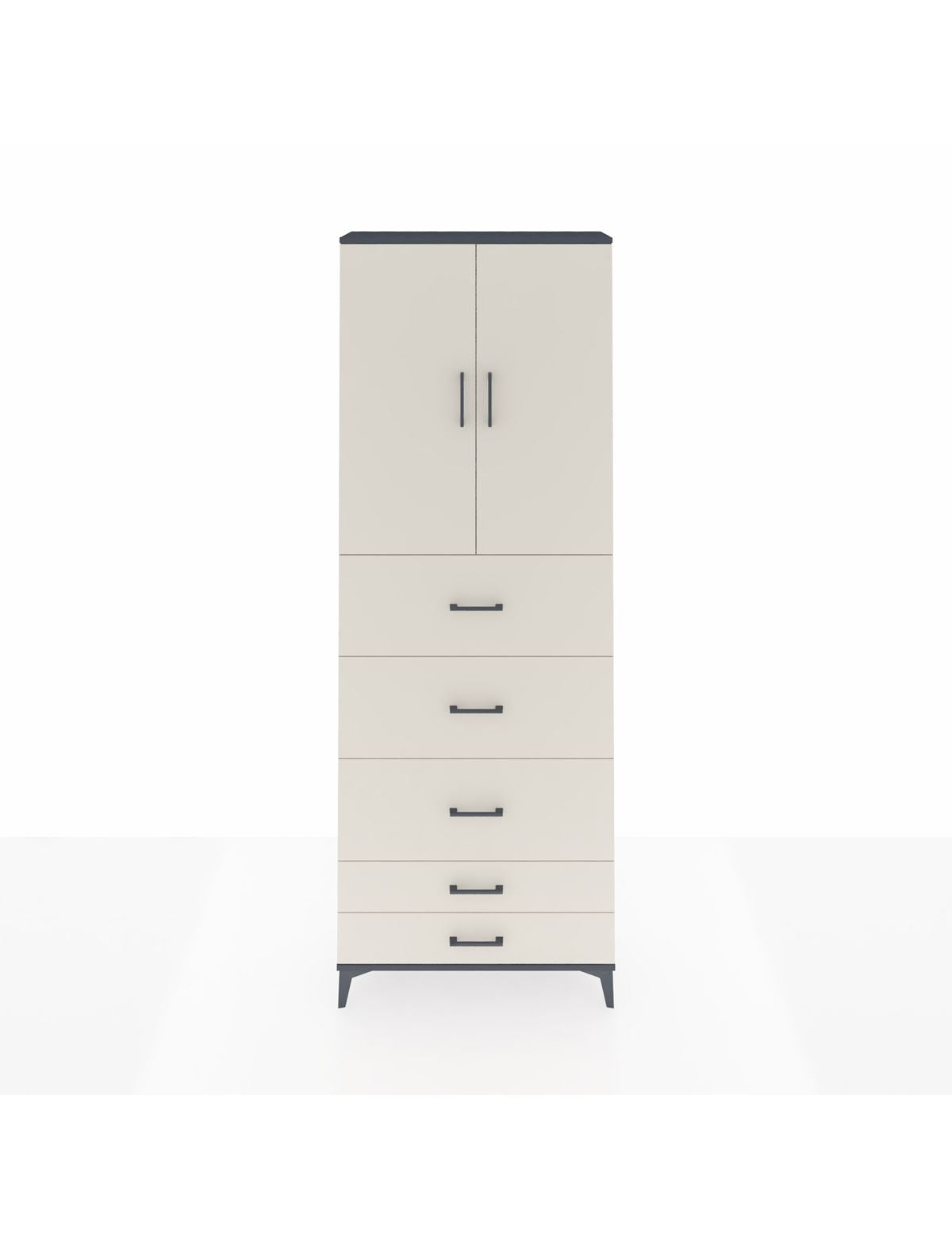 Arges Dolap 3 Raflı 5 Çekmeceli 2 Kapaklı 88x30x243 Antrasit-Aytaşı