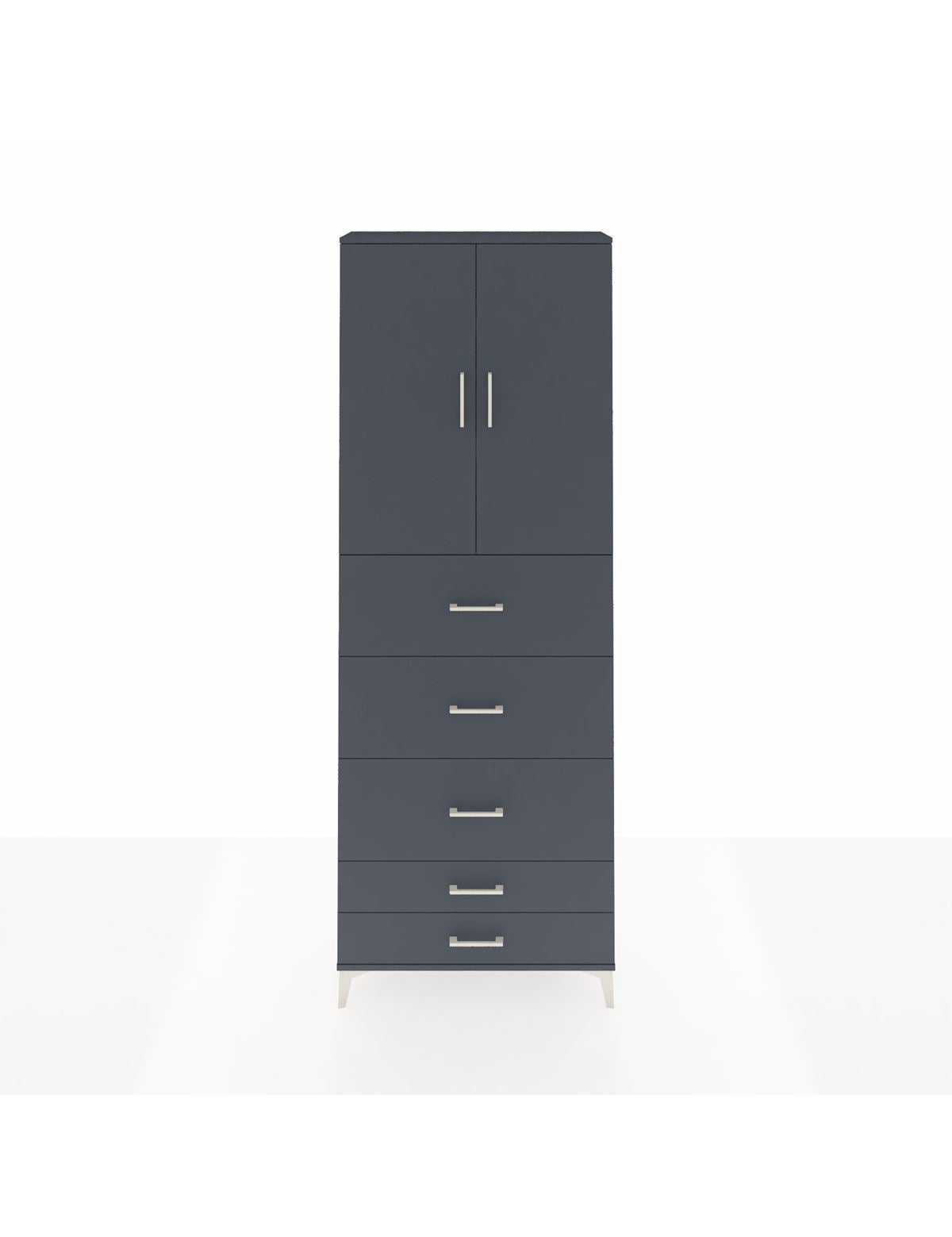 Arges Dolap 3 Raflı 5 Çekmeceli 2 Kapaklı 88x30x243 Antrasit-Antrasit