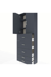 Arges Dolap 3 Raflı 5 Çekmeceli 2 Kapaklı 88x30x243 Antrasit-Antrasit