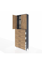 Arges Dolap 3 Raflı 5 Çekmeceli 2 Kapaklı 88x30x243 - S33M205V6A