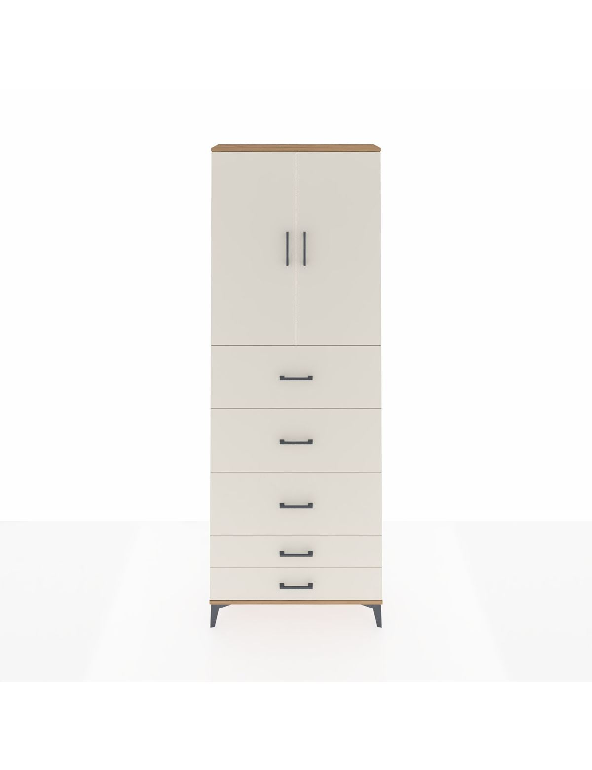 Arges Dolap 3 Raflı 5 Çekmeceli 2 Kapaklı 88x30x243 Çam-Aytaşı