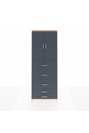 Arges Dolap 3 Raflı 5 Çekmeceli 2 Kapaklı 88x30x243 Çam-Antrasit