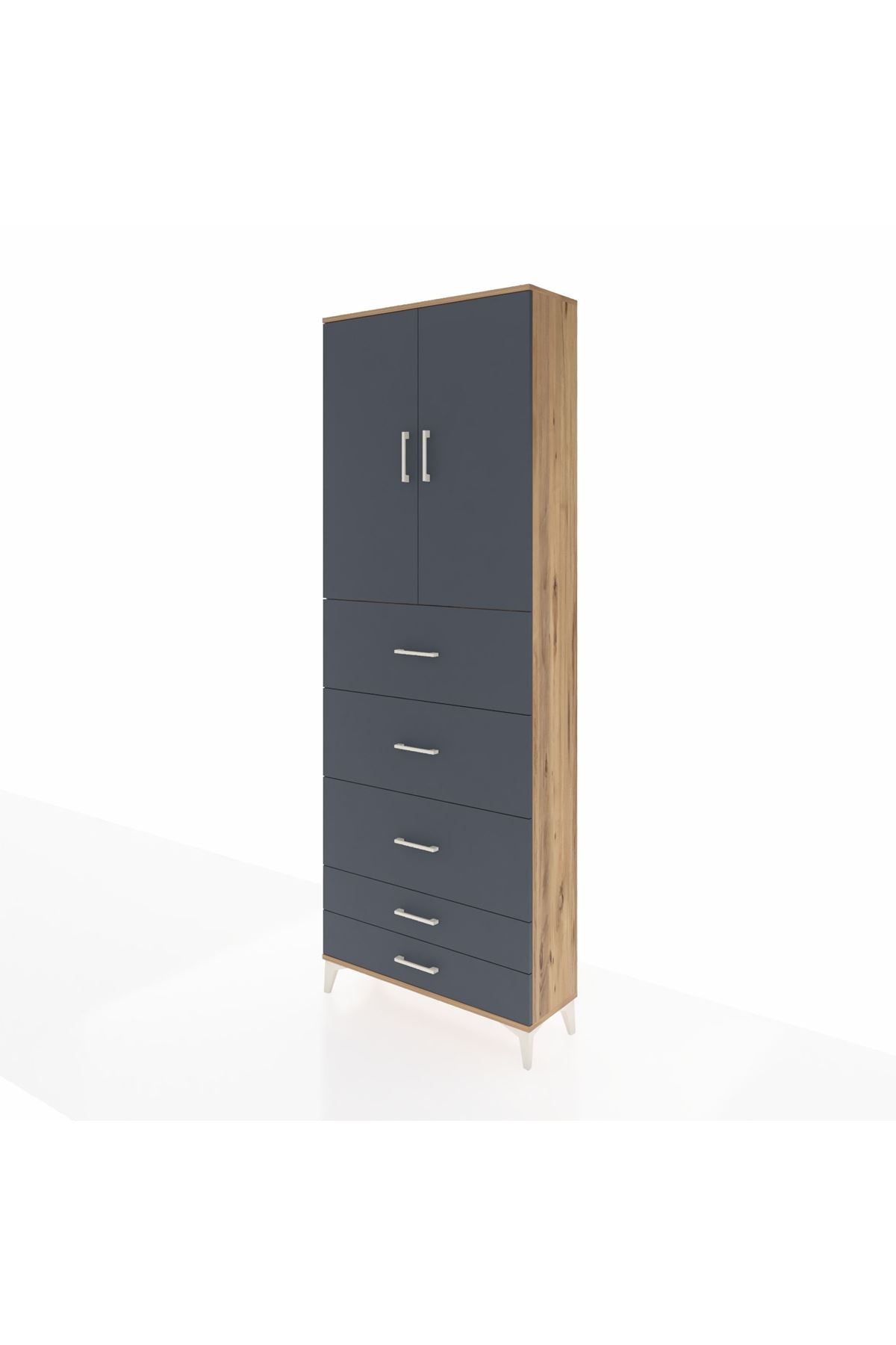 Arges Dolap 3 Raflı 5 Çekmeceli 2 Kapaklı 88x30x243 - S33M205V8A