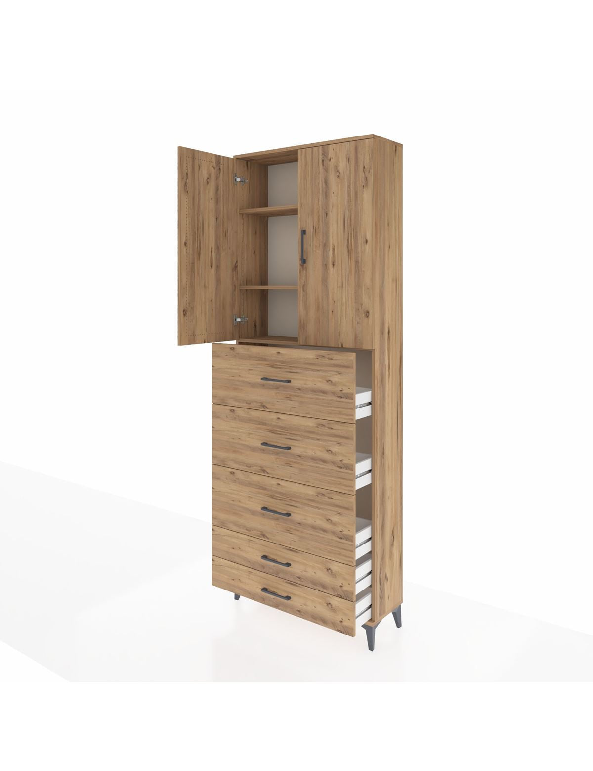 Arges Dolap 3 Raflı 5 Çekmeceli 2 Kapaklı 88x30x243 - S33M205V9A