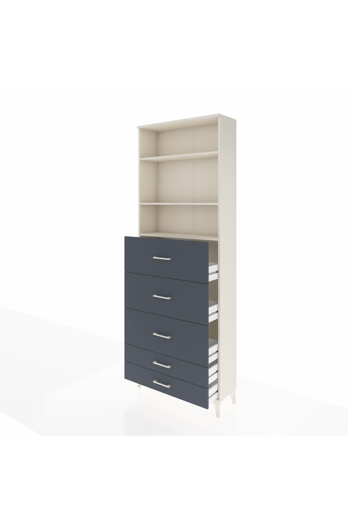 Arges Dolap 3 Raflı 5 Çekmeceli 88x30x243 Aytaşı-Antrasit