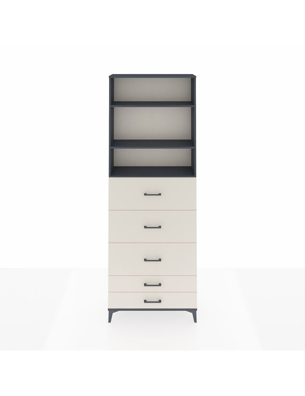 Arges Dolap 3 Raflı 5 Çekmeceli 88x30x243 Antrasit-Aytaşı