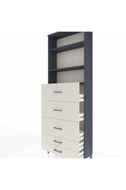 Arges Dolap 3 Raflı 5 Çekmeceli 88x30x243 Antrasit-Aytaşı