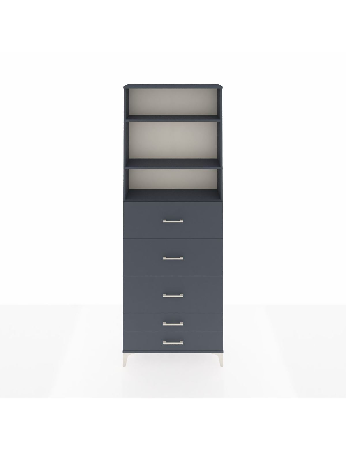 Arges Dolap 3 Raflı 5 Çekmeceli 88x30x243 Antrasit-Antrasit