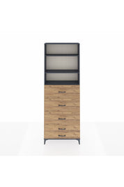 Arges Dolap 3 Raflı 5 Çekmeceli 88x30x243 Antrasit-Çam