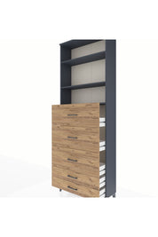 Arges Dolap 3 Raflı 5 Çekmeceli 88x30x243 Antrasit-Çam