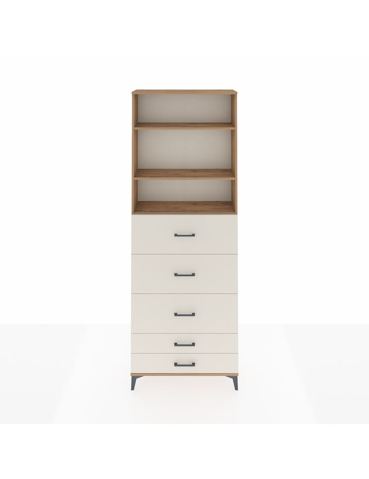 Arges Dolap 3 Raflı 5 Çekmeceli 88x30x243 Çam-Aytaşı