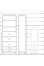 Arges Dolap 3 Raflı 5 Çekmeceli 88x30x243 Antrasit-Çam