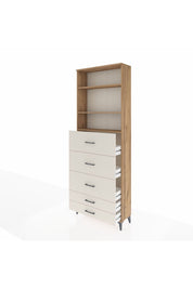 Arges Dolap 3 Raflı 5 Çekmeceli 88x30x243 Çam-Aytaşı