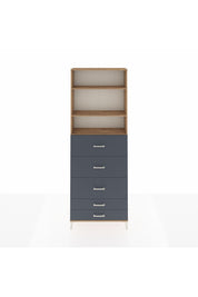 Arges Dolap 3 Raflı 5 Çekmeceli 88x30x243 Çam-Antrasit