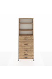 Arges Dolap 3 Raflı 5 Çekmeceli 88x30x243 Çam-Çam