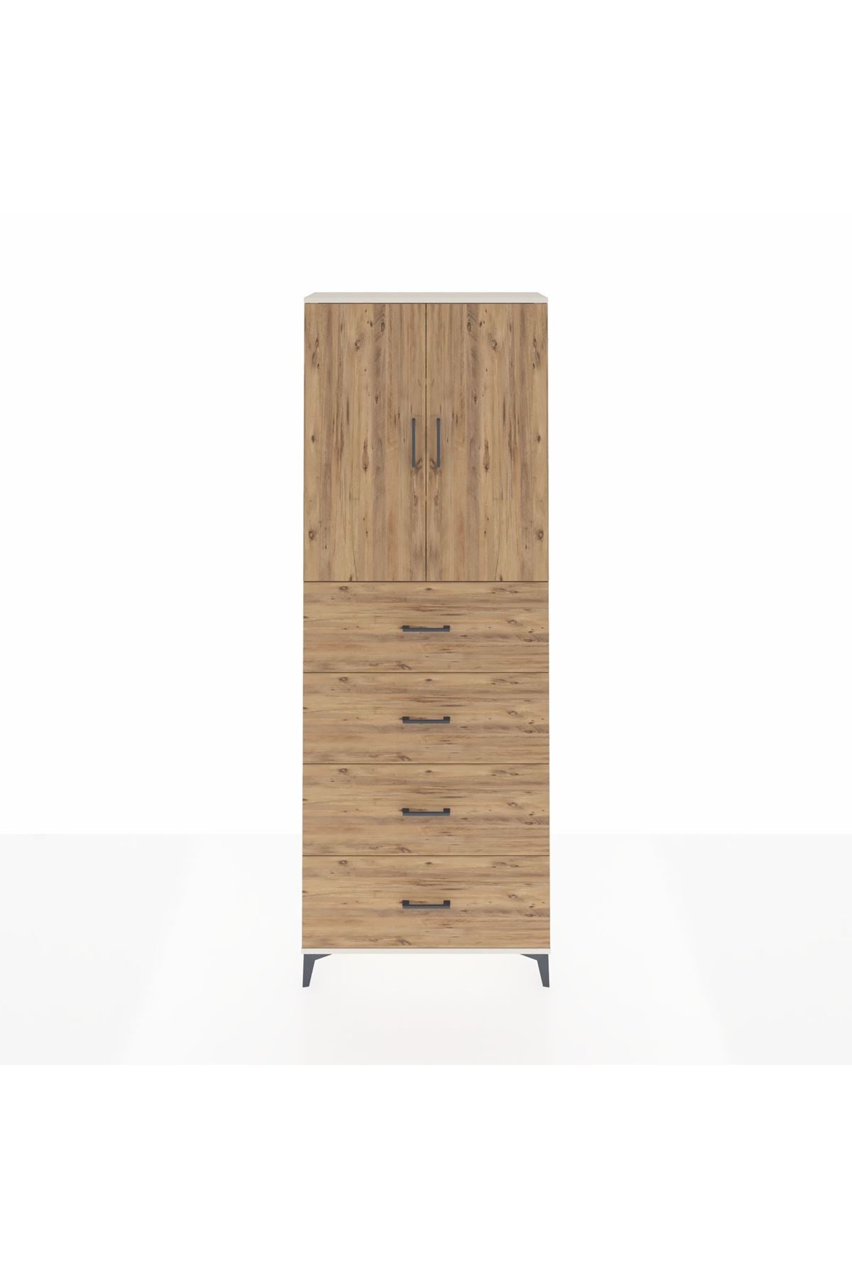 Arges Dolap 3 Raflı 4 Çekmeceli 2 Kapaklı 88x30x243 Aytaşı-Çam