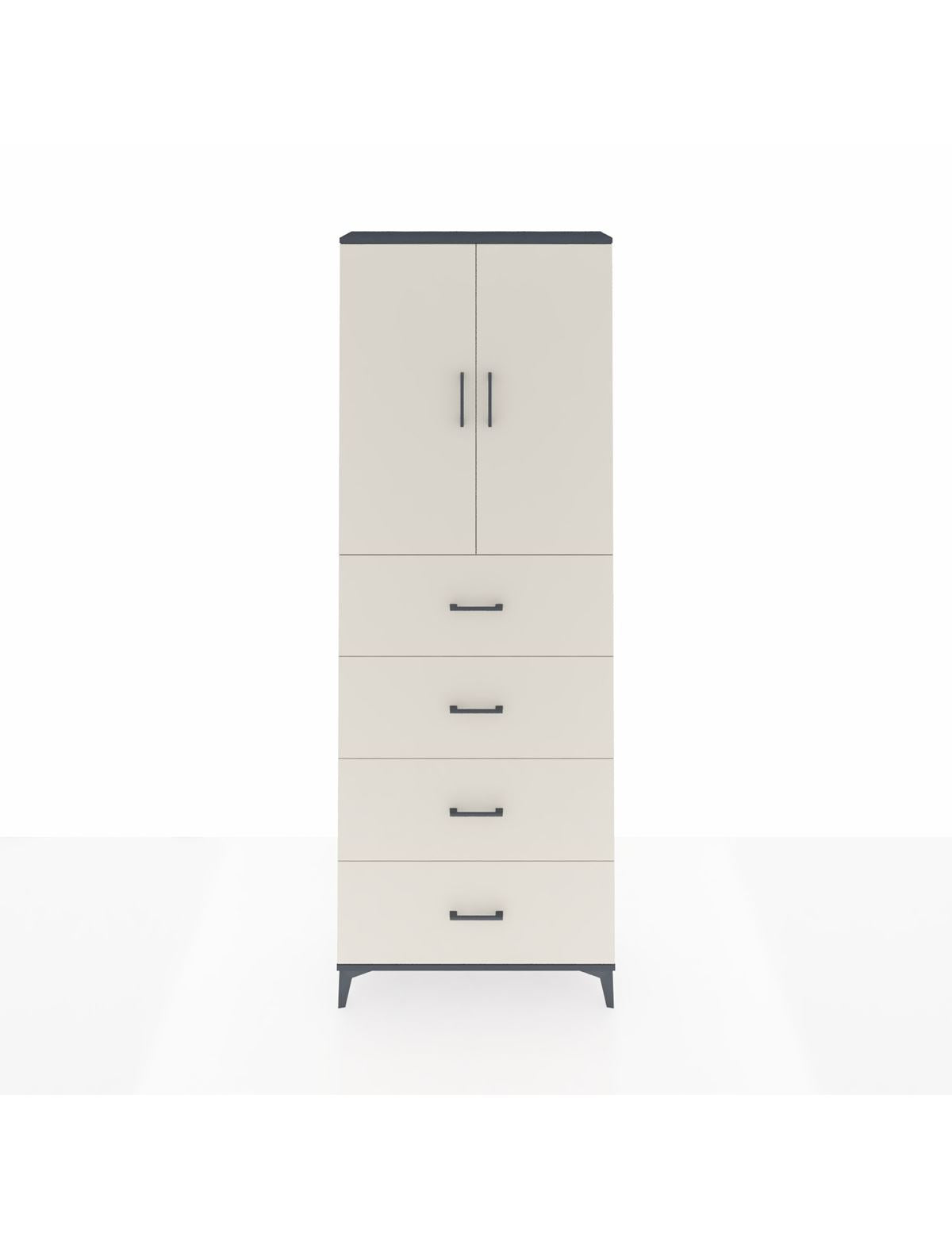 Arges Dolap 3 Raflı 4 Çekmeceli 2 Kapaklı 88x30x243 Antrasit-Aytaşı