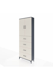 Arges Dolap 3 Raflı 4 Çekmeceli 2 Kapaklı 88x30x243 Antrasit-Aytaşı