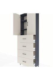 Arges Dolap 3 Raflı 4 Çekmeceli 2 Kapaklı 88x30x243 Antrasit-Aytaşı