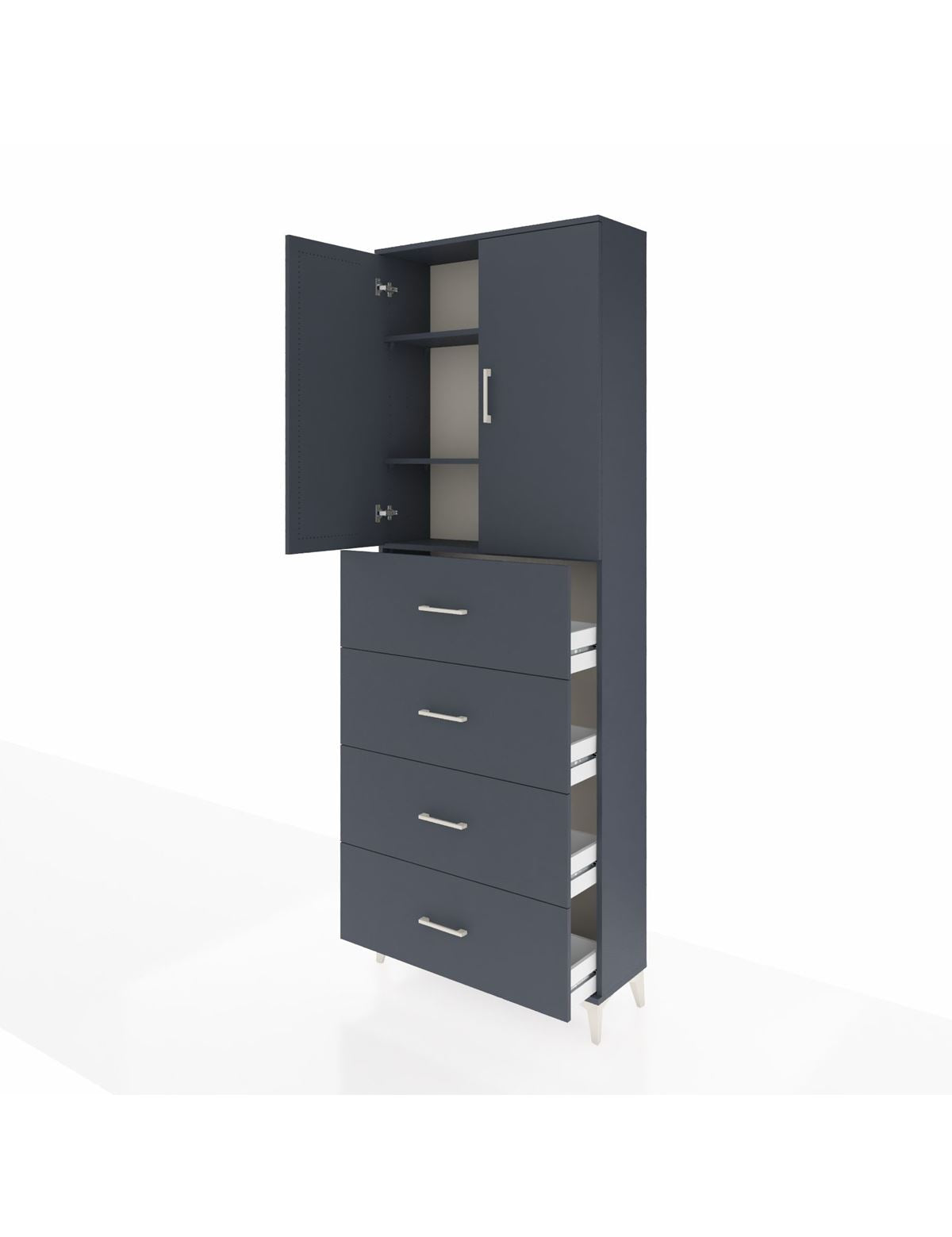 Arges Dolap 3 Raflı 4 Çekmeceli 2 Kapaklı 88x30x243 - S33M207V5A