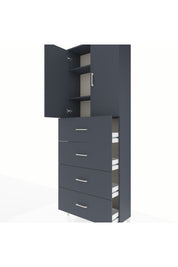 Arges Dolap 3 Raflı 4 Çekmeceli 2 Kapaklı 88x30x243 Antrasit-Antrasit