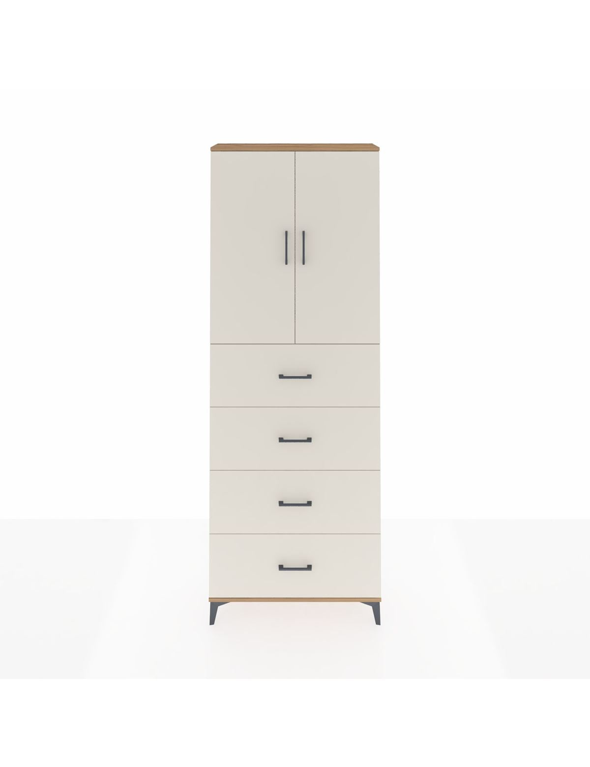 Arges Dolap 3 Raflı 4 Çekmeceli 2 Kapaklı 88x30x243 Çam-Aytaşı