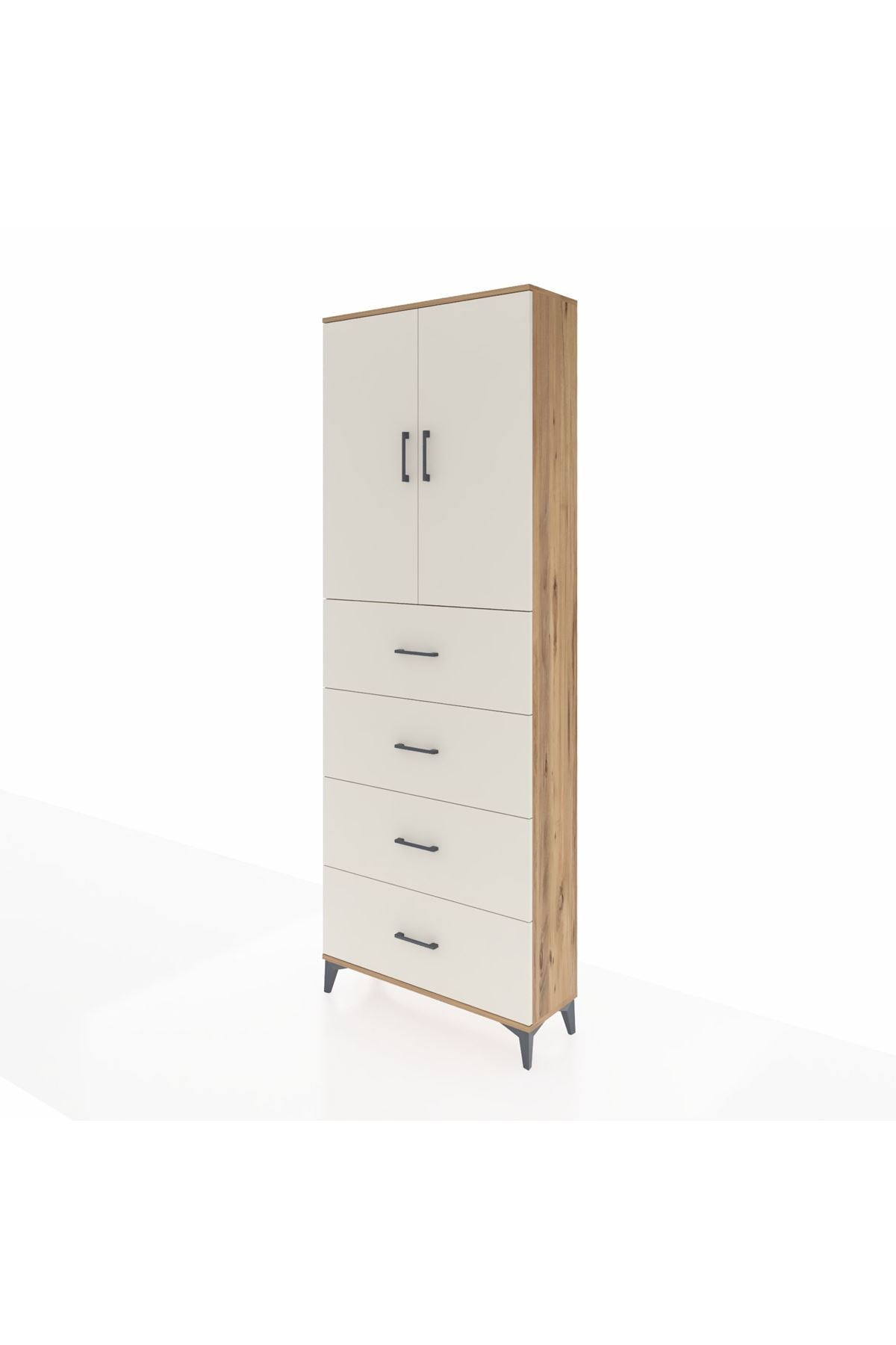 Arges Dolap 3 Raflı 4 Çekmeceli 2 Kapaklı 88x30x243 Çam-Aytaşı