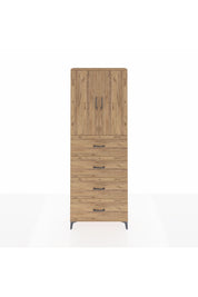 Arges Dolap 3 Raflı 4 Çekmeceli 2 Kapaklı 88x30x243 Çam-Çam