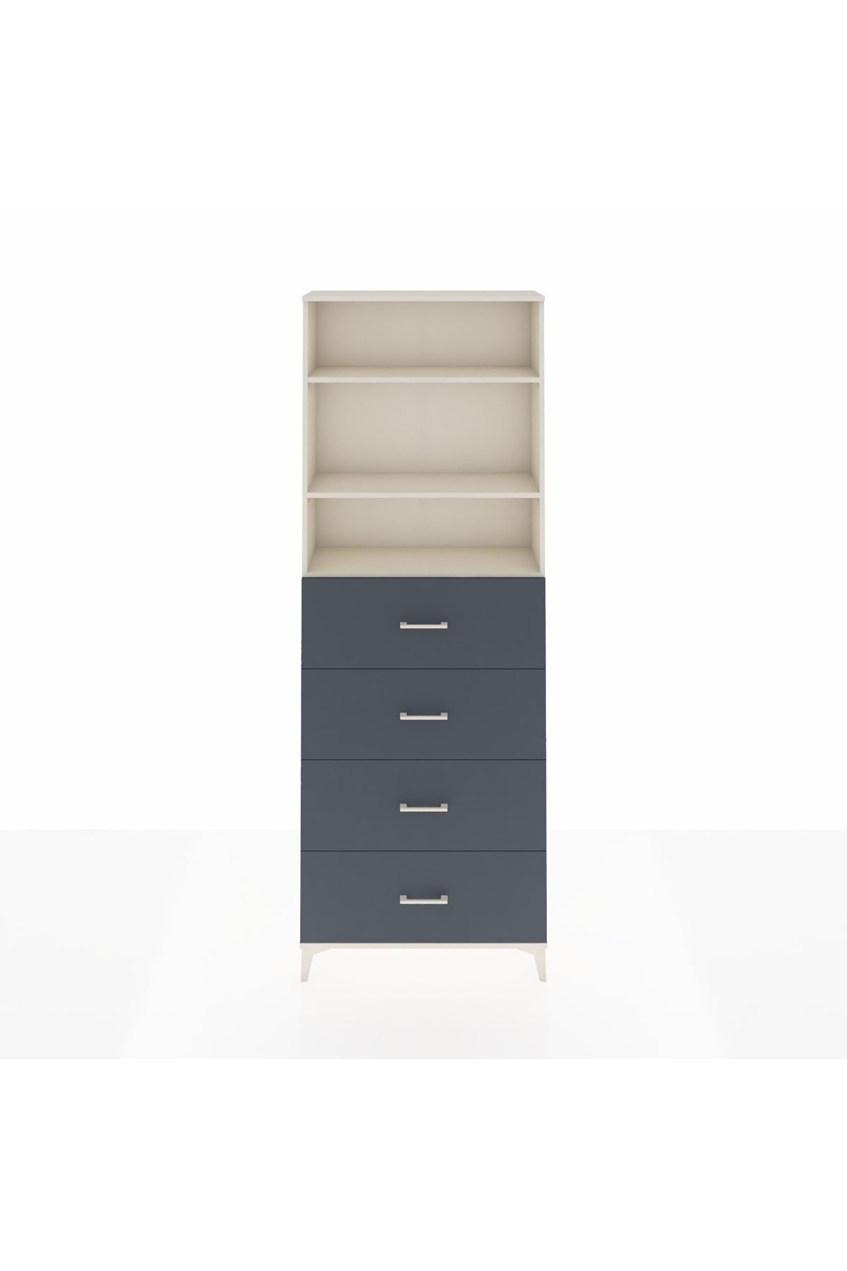 Arges Dolap 3 Raflı 4 Çekmeceli 88x30x243 Aytaşı-Antrasit