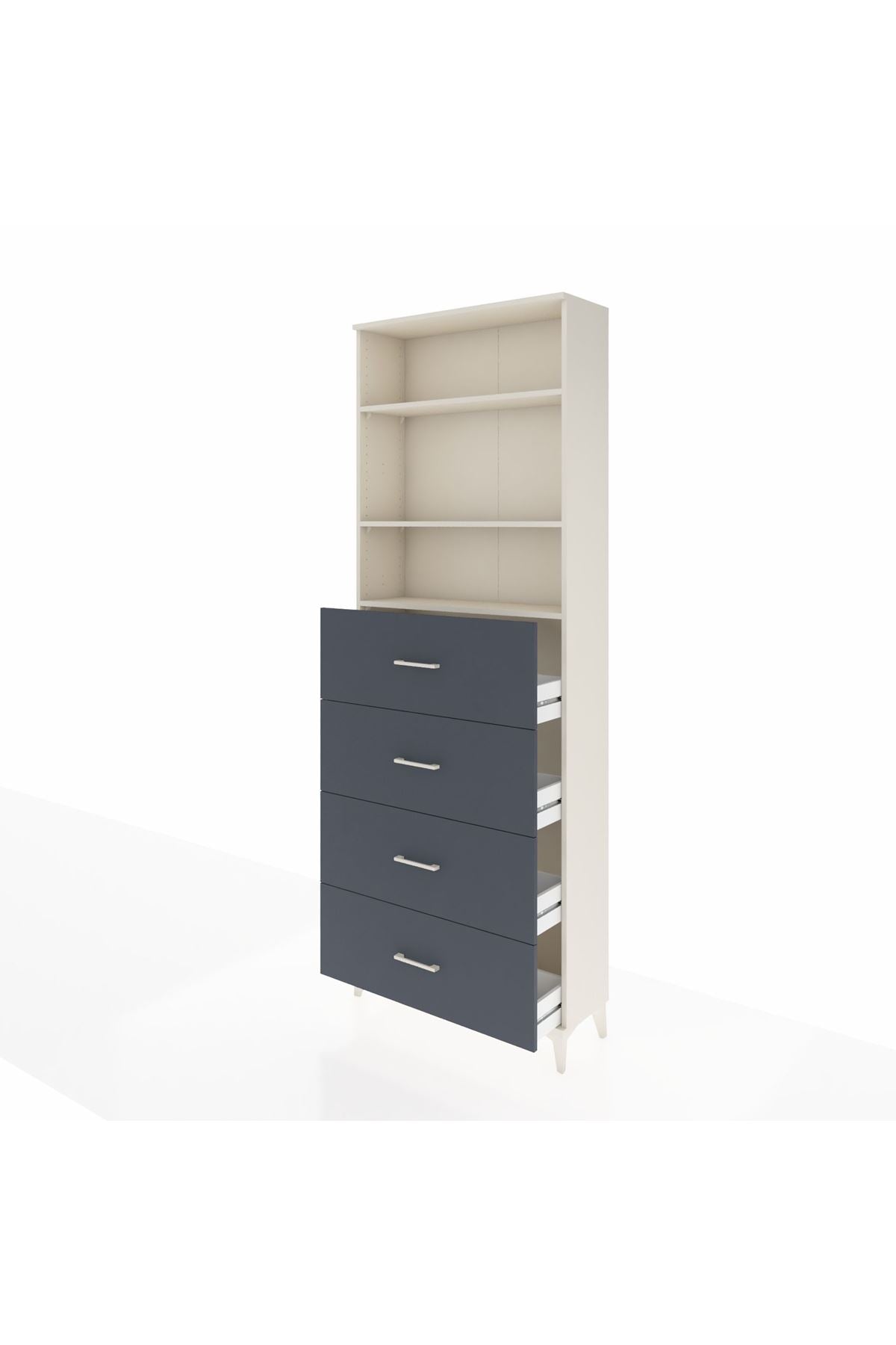 Arges Dolap 3 Raflı 4 Çekmeceli 88x30x243 Aytaşı-Antrasit