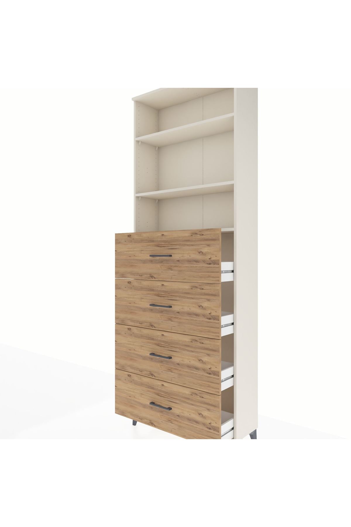 Arges Dolap 3 Raflı 4 Çekmeceli 88x30x243 Aytaşı-Çam