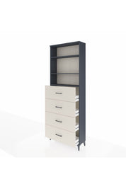 Arges Dolap 3 Raflı 4 Çekmeceli 88x30x243 Antrasit-Aytaşı