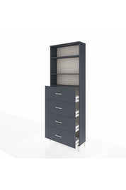 Arges Dolap 3 Raflı 4 Çekmeceli 88x30x243 Antrasit-Antrasit