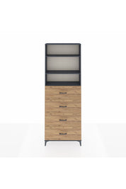 Arges Dolap 3 Raflı 4 Çekmeceli 88x30x243 Antrasit-Çam