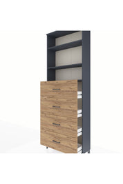 Arges Dolap 3 Raflı 4 Çekmeceli 88x30x243 Antrasit-Çam