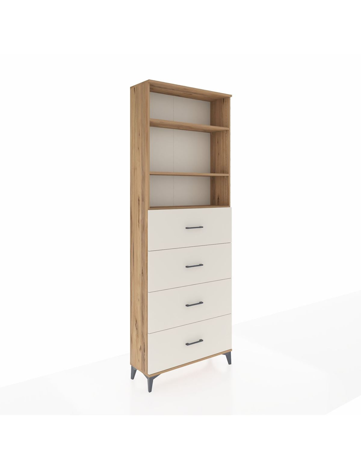 Arges Dolap 3 Raflı 4 Çekmeceli 88x30x243 Çam-Aytaşı