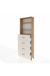 Arges Dolap 3 Raflı 4 Çekmeceli 88x30x243 Çam-Aytaşı