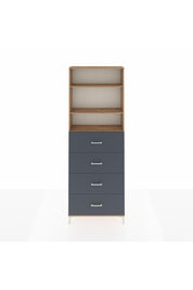 Arges Dolap 3 Raflı 4 Çekmeceli 88x30x243 Çam-Antrasit