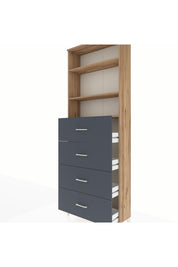 Arges Dolap 3 Raflı 4 Çekmeceli 88x30x243 Çam-Antrasit