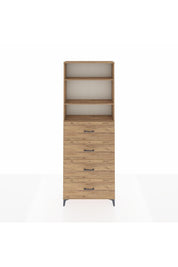 Arges Dolap 3 Raflı 4 Çekmeceli 88x30x243 Çam-Çam