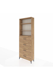 Arges Dolap 3 Raflı 4 Çekmeceli 88x30x243 Çam-Çam