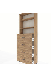 Arges Dolap 3 Raflı 4 Çekmeceli 88x30x243 Çam-Çam